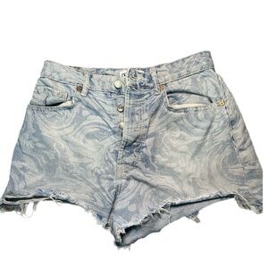 Zara Blue Jean Shorts High-Waisted Relaxed Fit